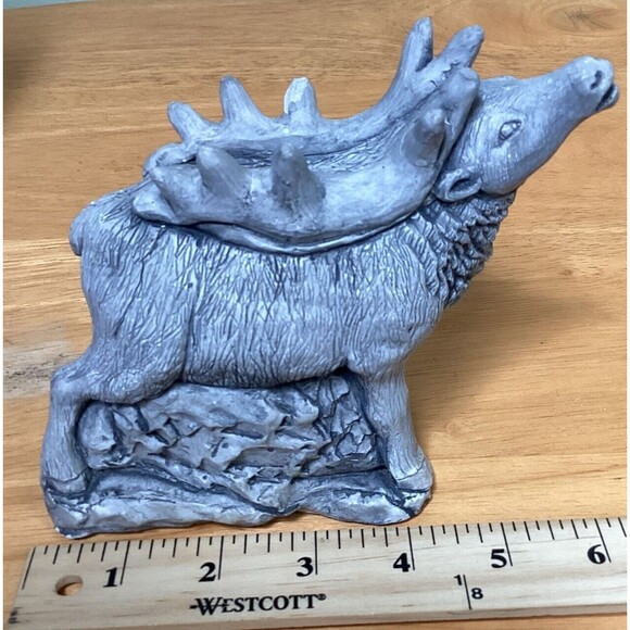 Vtg Mt St Helens ELK Sculpture Volcanic Ash Hand Crafted Carved Rustic 5.5" Tall - Picture 2 of 10